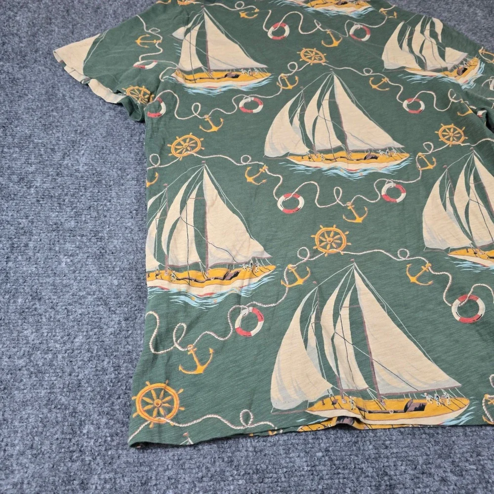Ralph Lauren‎ Sailboat Print Shirt Anchor Nautical Olive Green XL/TG mac miller - Picture 12 of 13